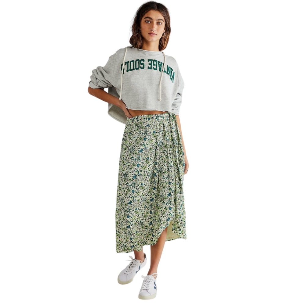 Scotch & Soda x Free People Skirt Women's S Green Floral Wrap Midi NWT